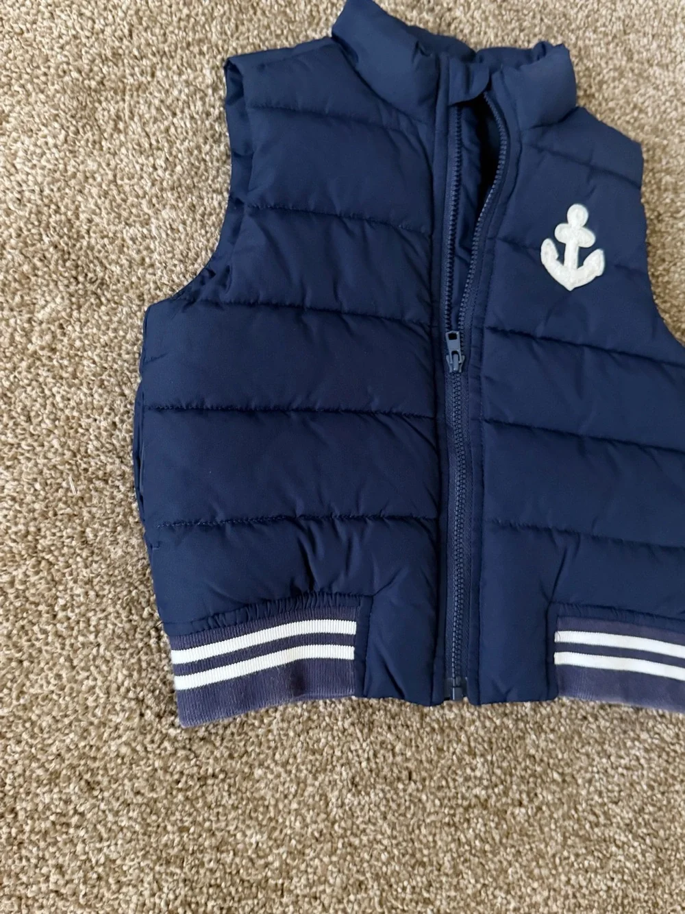 Janie and Jack Navy Puffer Vest with Anchor Patch